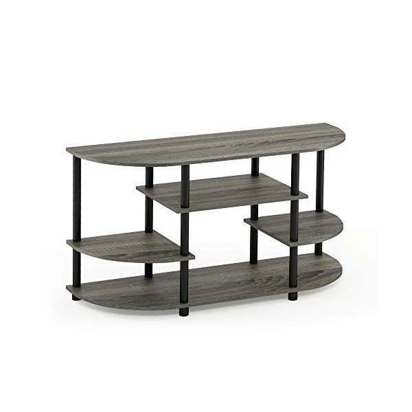 Furinno Jaya Simple design Meuble TV dAngle, Chêne Français Gris/Noir, Bois, One Size