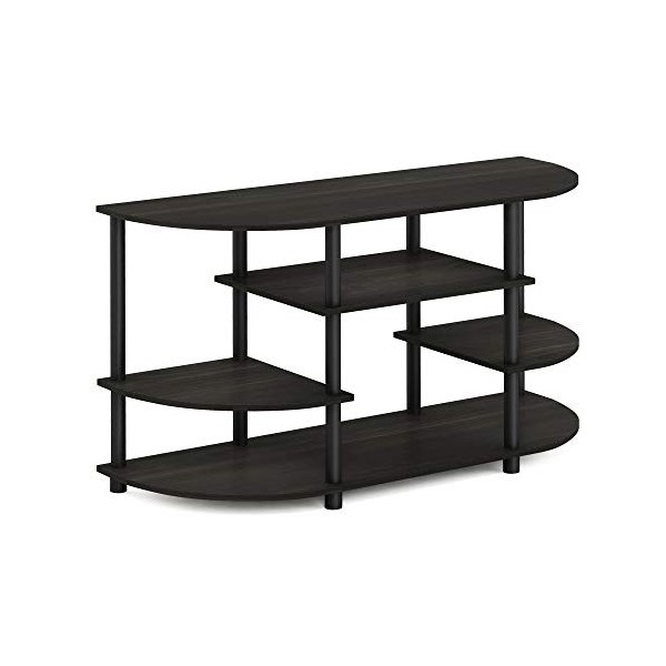 Furinno Jaya Simple design Meuble TV dAngle, Chêne Français Gris/Noir, Bois, One Size