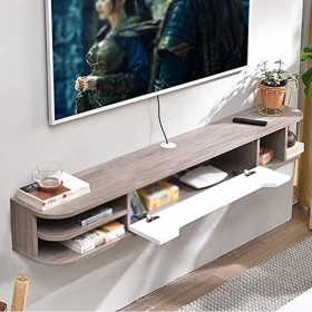 MABIBI Meuble TV mural flottant, meuble TV mural, console multimédia suspendue, support de rangement, convient pour salon, sa