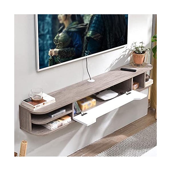 MABIBI Meuble TV mural flottant, meuble TV mural, console multimédia suspendue, support de rangement, convient pour salon, sa