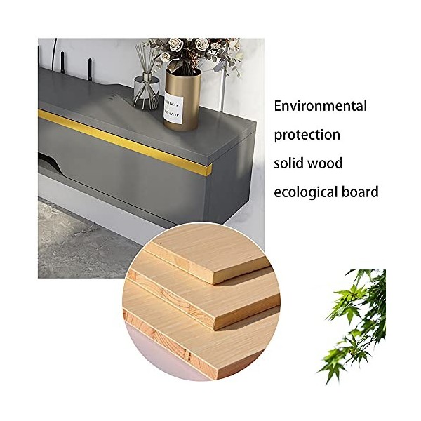 EGOMED Meuble TV Flottant Meuble de Rangement TV Fixé au Mur, Meuble TV Flottant en Bois Massif Mat, pour Bureau à Domicile B