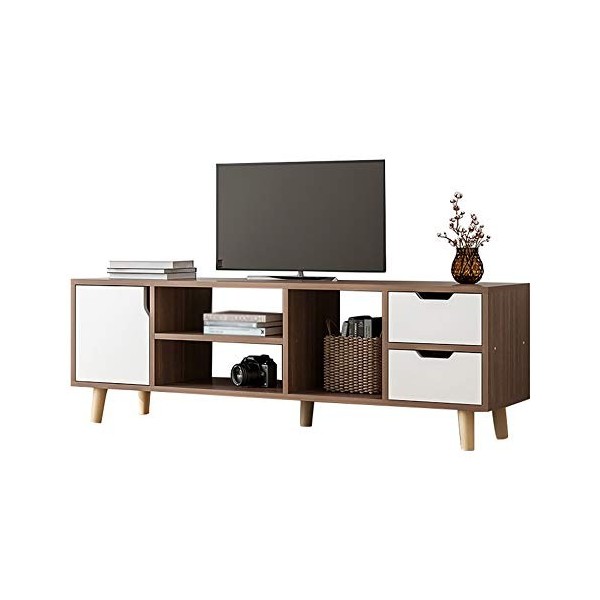 ZY-XSP Meuble TV sur pied, étagère de rangement pour salon chambre à coucher, une porte et deux armoires, avec tiroirs/C / 12