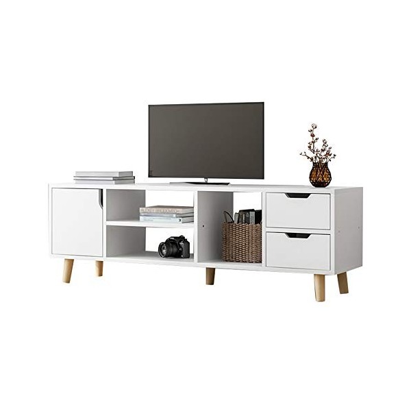 ZY-XSP Meuble TV sur pied, étagère de rangement pour salon chambre à coucher, une porte et deux armoires, avec tiroirs/C / 12