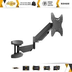 RICOO Support Murale TV 23-42" S3422 58-107cm Suspendu Orientable Inclinable Support TV Universel Accroche Écran Incurvé VE
