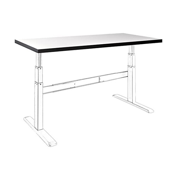 celexon plateau de bureau HPL - 150x75cm - 19,5 mm dépaisseur - blanc - extrêmement résistant aux chocs et aux rayures - bor
