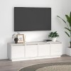FAMIROSA Meuble TV Blanc 156x37x45 cm Bois de pin Massif 20.2KG 