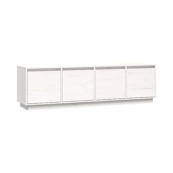 FAMIROSA Meuble TV Blanc 156x37x45 cm Bois de pin Massif 20.2KG 