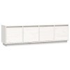FAMIROSA Meuble TV Blanc 156x37x45 cm Bois de pin Massif 20.2KG 