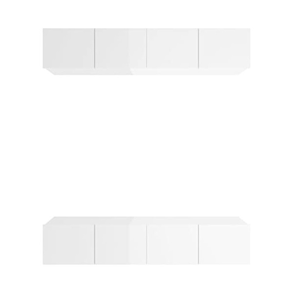 FAMIROSA Meubles TV 4 pcs Blanc Brillant 80x30x30 cm Bois dingénierie 47.2KG 