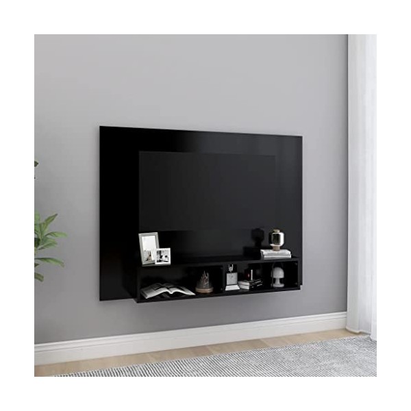 WIFESE Meuble TV Mural Noir 120x23,5x90 cm Aggloméré Armoire TV Décoration Intérieure Meuble Tele Dessus Robuste Table Télévi