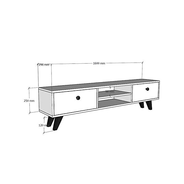 Meuble TV Elba Design 100 % Panneau de particules plaqué mélaminé en couleur Atlantic Antracita