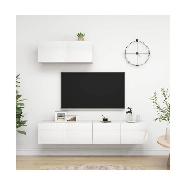 Meuble TV, Meuble TV Suspendu, Meuble TV Blanc, Meuble TV Industriel, Meubles de Salon, Salon, Chambre, Cadre en Acier, vidaX