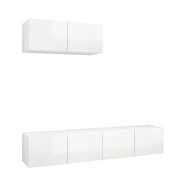 Meuble TV, Meuble TV Suspendu, Meuble TV Blanc, Meuble TV Industriel, Meubles de Salon, Salon, Chambre, Cadre en Acier, vidaX