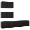 Ensemble de Meuble TV 4 pcs Noir Aggloméré - Meuble Chambre, Support Télé pour Salon Salle à Manger Chambre, Style Industriel