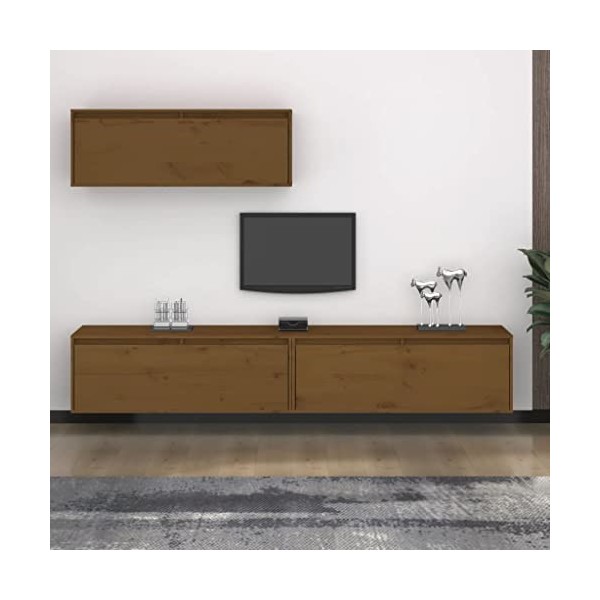 VEEKI Meuble TV, Meuble TV Suspendu, Meuble TV Industriel, Meuble TV Bois, Meuble Chambre, Convient pour Salon ou Chambre, Me