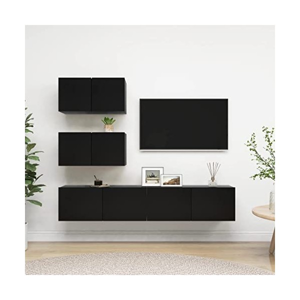 WREWING Meuble TV,Bas Table TV Support de Télévision en Bois pour Salon Chambre Salle à Manger,Support pour Téléviseur Jusqu’