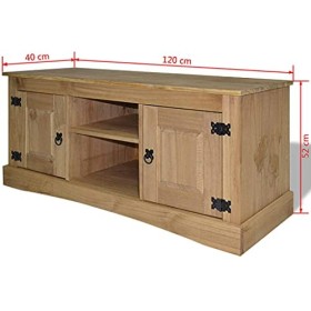GOTOTOP Meubles TV, Meuble TV Gamme Corona en Pin Mexicain 120x40x52 Cm