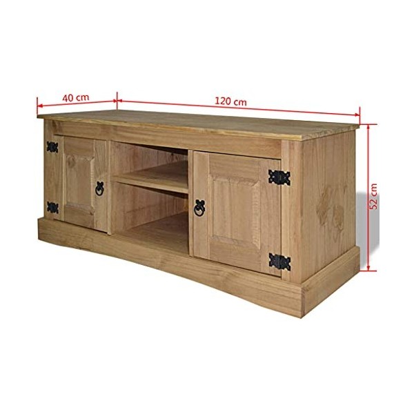GOTOTOP Meubles TV, Meuble TV Gamme Corona en Pin Mexicain 120x40x52 Cm