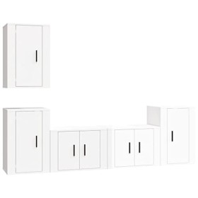 vidaXL Ensemble de Meubles TV 5 pcs Blanc Brillant Bois dingénierie