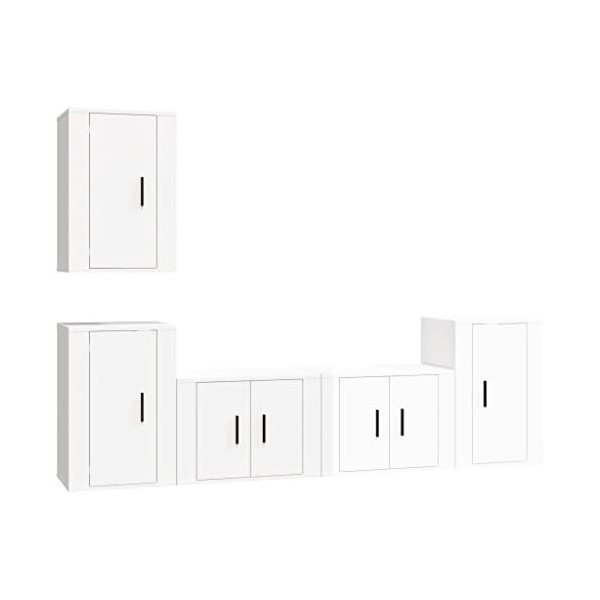vidaXL Ensemble de Meubles TV 5 pcs Blanc Brillant Bois dingénierie