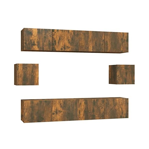 vidaXL Ensemble de Meubles TV 6 pcs Centres de Divertissement Armoires Multimédia Meubles de Salle de Séjour Intérieur Gris B