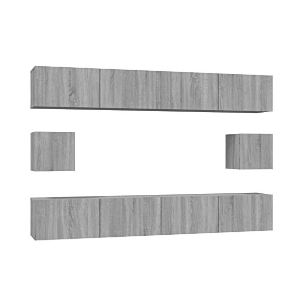 vidaXL Ensemble de Meubles TV 6 pcs Centres de Divertissement Armoires Multimédia Meubles de Salle de Séjour Intérieur Gris B