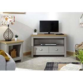 Home Source BOSCTVGRY Meuble TV à 2 tiroirs en Bois avec étagère de Divertissement LCD Gris