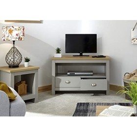 Home Source BOSCTVGRY Meuble TV à 2 tiroirs en Bois avec étagère de Divertissement LCD Gris