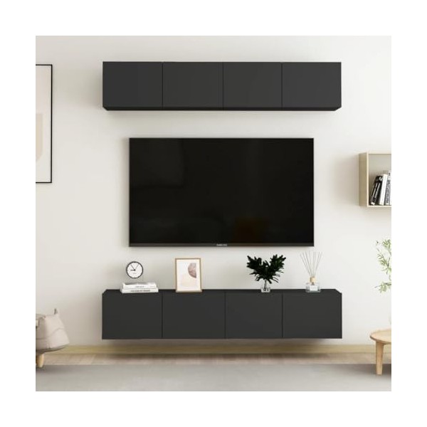 Générique Meubles TV 4 pcs Noir 80x30x30 cm Aggloméré,49.6 KG,3078745, Meubles, Meubles TV