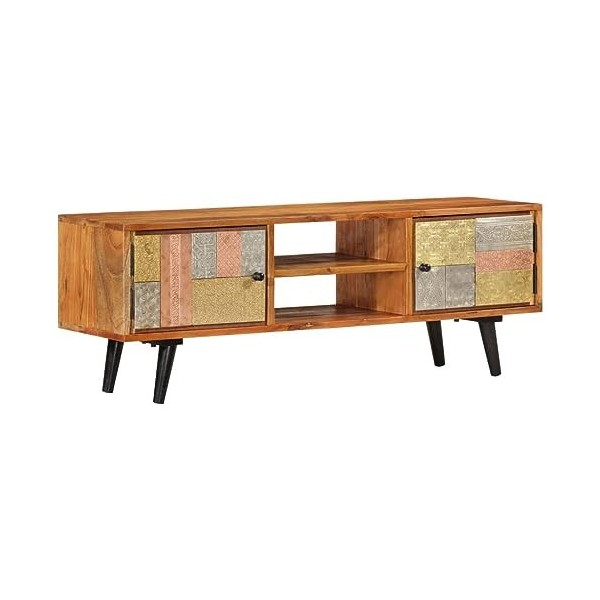 Générique Meuble TV avec Portes 112x30x40cm Bois dacacia Massif et métal,19 KG,354985, Meubles, Meubles TV