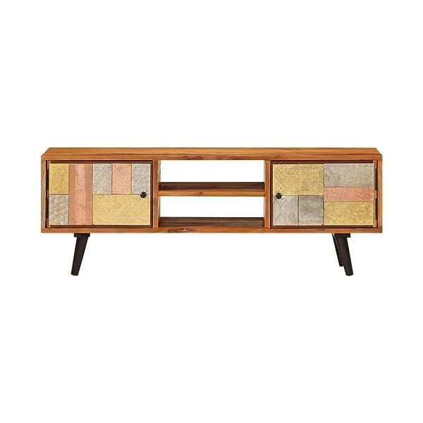Générique Meuble TV avec Portes 112x30x40cm Bois dacacia Massif et métal,19 KG,354985, Meubles, Meubles TV