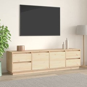 Camerina Meuble TV 176x37x47,5 cm Bois de pin Massif,Meuble TV,Table Basse Salon Meuble TV,Table Basse LED Couleurs
