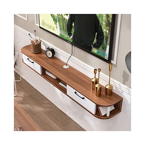 Meuble TV Flottant, Meuble TV Mural, Rangement pour Console Média, Support De Pièces De Rangement avec Trou pour Câble Électr