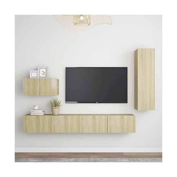 FAMIROSA Ensemble de Meuble TV 4 pcs Chêne Sonoma Aggloméré-56.17KG