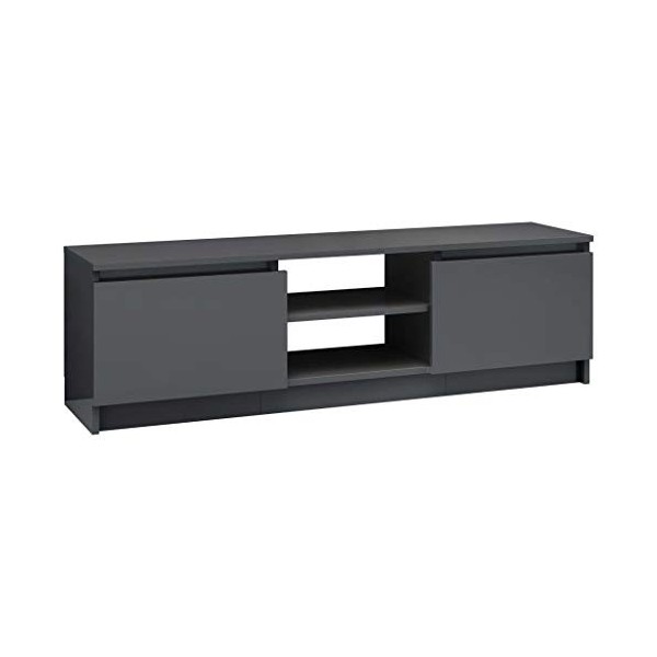 DCRAF Meuble TV de jardin en bois gris brillant 120 x 30 x 35,5 cm