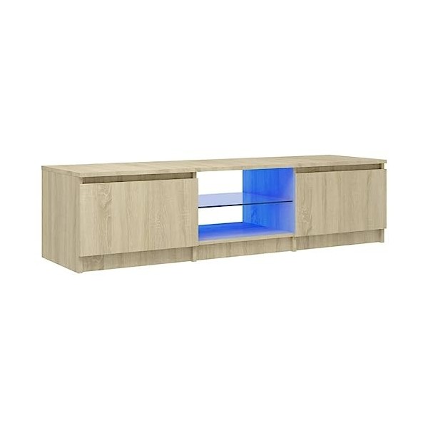 RAUGAJ Centres de divertissement et meubles TV - Meuble TV avec lumières LED - Chêne Sonoma - 140 x 40 x 35,5 cm - Meuble