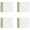 DCRAF Centres de divertissement et supports TV, meubles TV muraux 4 pièces, blanc et chêne sonoma, 30,5 x 30 x 30 cm