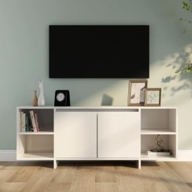 SEVSO Meuble TV en bois blanc brillant 130 x 35 x 50 cm