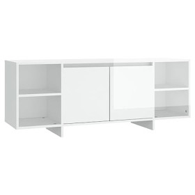 SEVSO Meuble TV en bois blanc brillant 130 x 35 x 50 cm