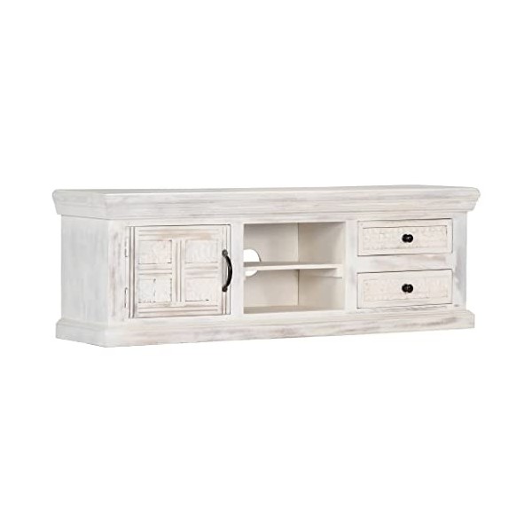 vidaXL Meuble TV Meuble Multimédia Armoire Bas Mobilier TV Armoire HiFi Support pour TV Armoire Salon Salle de Séjour Blanc B
