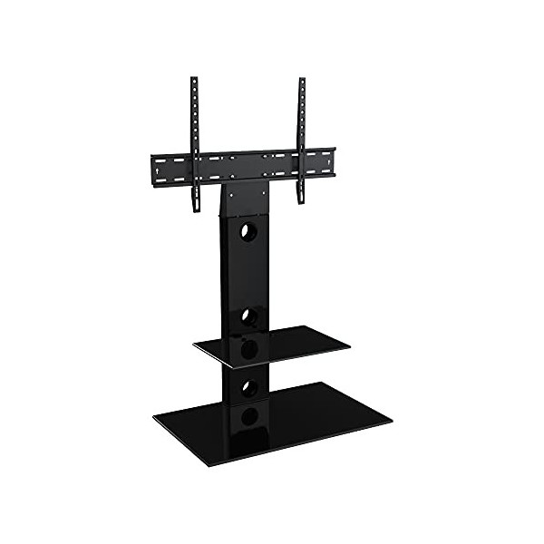 King Meuble TV Cantilever Support TV Intégré,pour Écrans de 32 à 65 LCD LED Plasma, H 117.7 cm Étagères Carrées, Blanc 