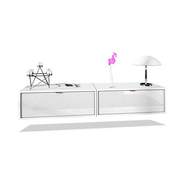 Vladon Ensemble de 2 Set Meuble TV Lana 80, lowboards de 80 x 29 x 37 cm chacun avec Beaucoup despace de Rangement, Caisson 