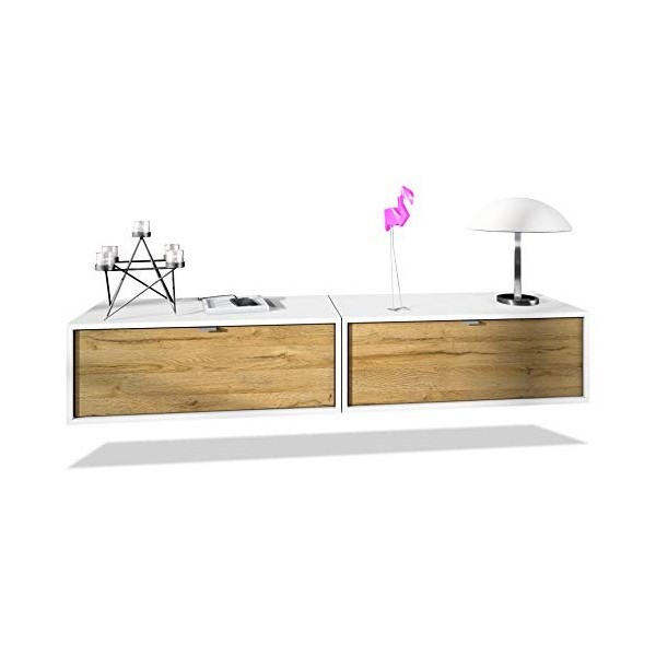 Vladon Ensemble de 2 Set Meuble TV Lana 80, lowboards de 80 x 29 x 37 cm chacun avec Beaucoup despace de Rangement, Caisson 