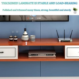 Étagère TV Flottante, Console multimédia Murale, Support Mural pour Meuble TV, Support de Rangement Moderne pour Centre de Di