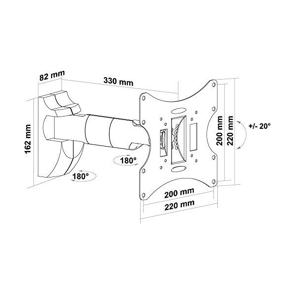 Schwaiger LWH040011 Support mural Pour écran LCD/TFT 2 articulations Noir