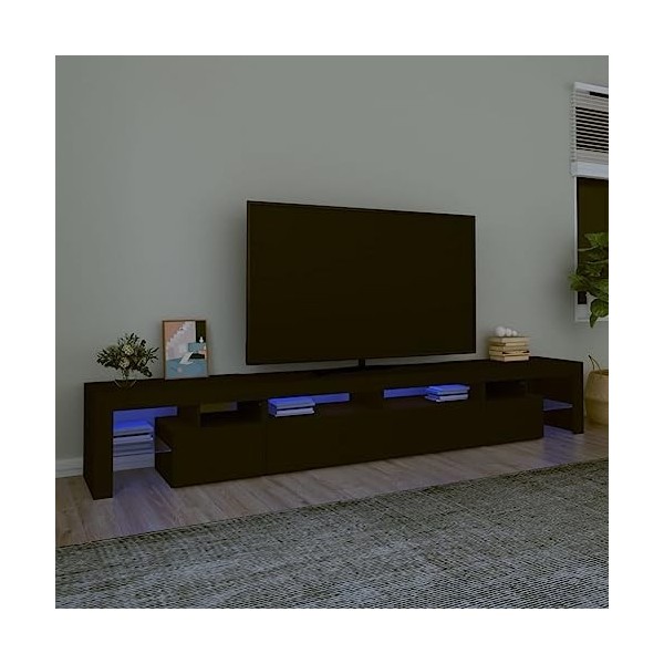 FAMIROSA Meuble TV avec lumières LED Noir 260x36,5x40 cm 54KG 