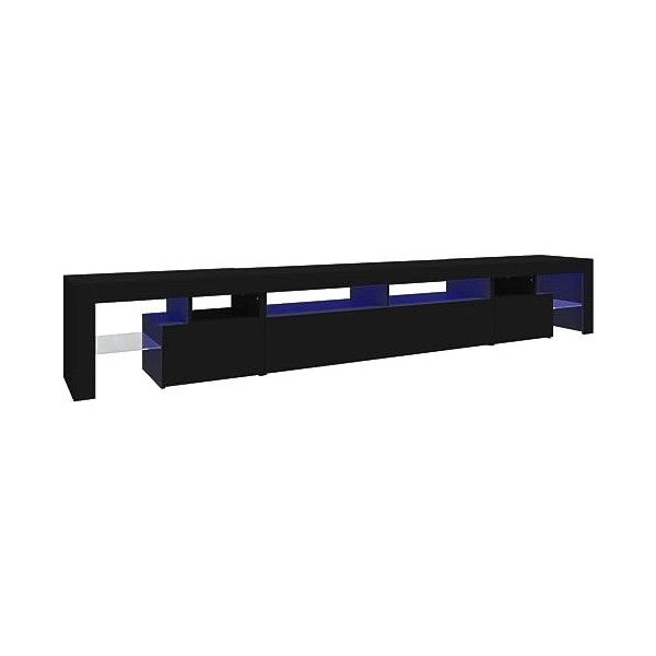 FAMIROSA Meuble TV avec lumières LED Noir 260x36,5x40 cm 54KG 