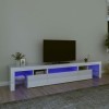 CIADAZ Meuble TV avec lumières LED Blanc Brillant 215x36,5x40 cm,Meuble TV,Meuble TV Moderne,Meuble de Salon