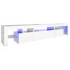 Camerina Meuble TV avec lumières LED Blanc Brillant 215x36,5x40 cm,Meuble TV,Table Basse Salon Meuble TV,Table Basse LED Coul