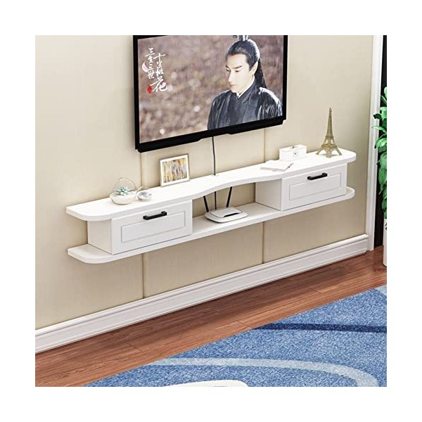 Meuble TV Mural Console multimédia TV Murale, étagère Flottante pour Composants de Meuble TV, Centre de Divertissement Mural,